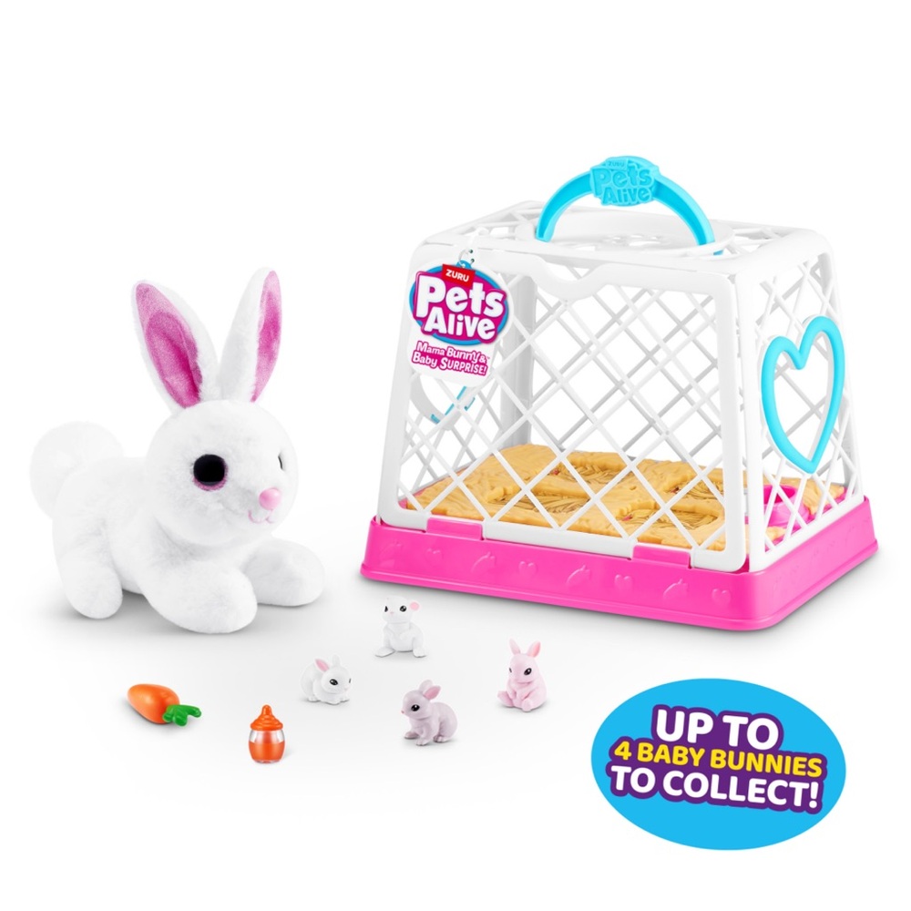 Zuru Pets Alive Mommy Bunny & Baby Surprise Interactive Plush *NEW*
